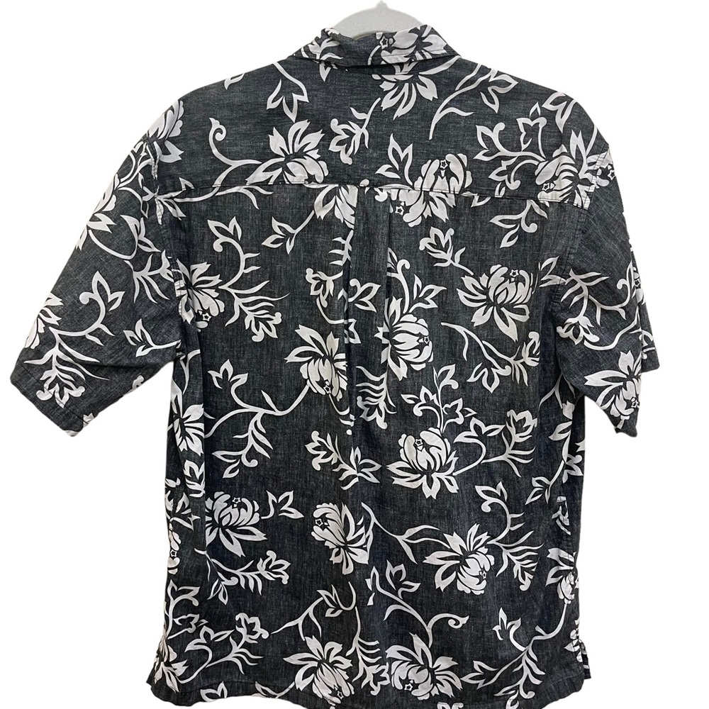 Cooke Street Button Up Hawaiian ShirtMens Sz M Black White Floral - Picture 9 of 12